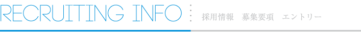 RECRUITING INFO 採用情報 募集要項 エントリー